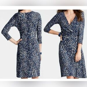 Ann Taylor Animal Print Faux Wrap Jersey Dress